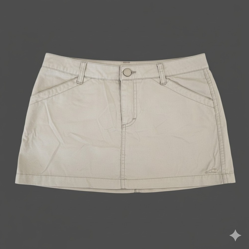 Vintage Y2K O'neill Khaki Cotton Mini Skirt Pockets Size 5 Oneill Vtg